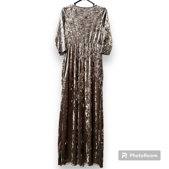 Wanna B medium crushed velvet dress 3/4 sleeve elastic waist has pockets unlined - Picture 4 of 15